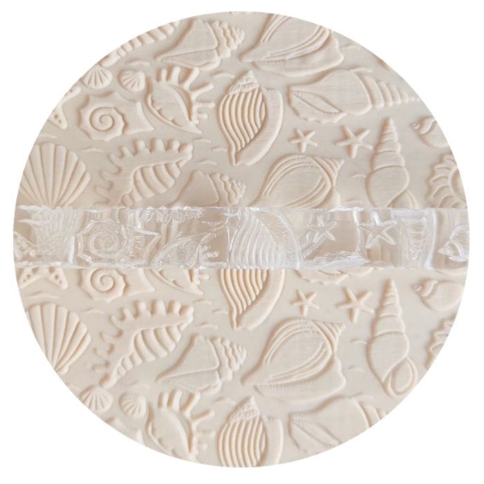 Beach Shells Embossed Rolling Pin Engraved Cookie Baking DecorativeAcrylic Embossed Rolling Pin - Beach Shells Design | Perfect for Fondant Cookies
