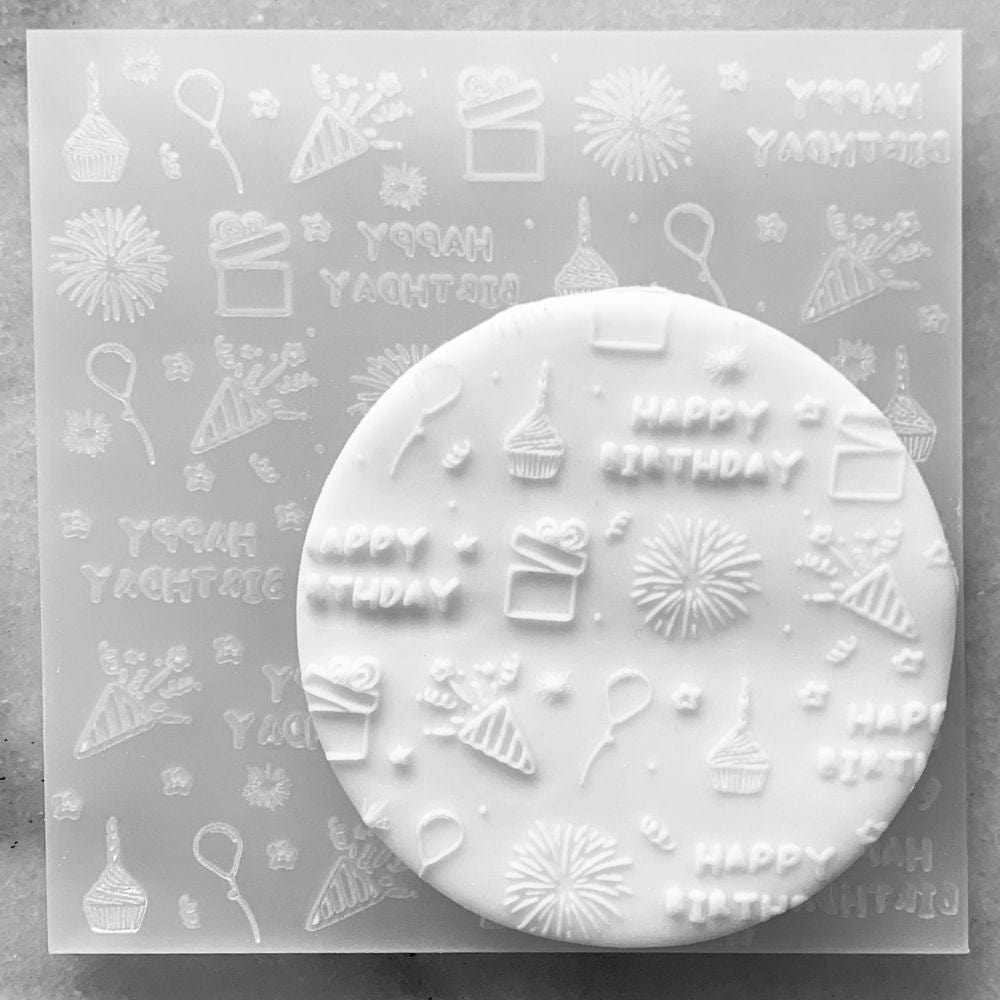 Birthday Celebrations Acrylic Debosser Cookie Stamp Raised Fondant