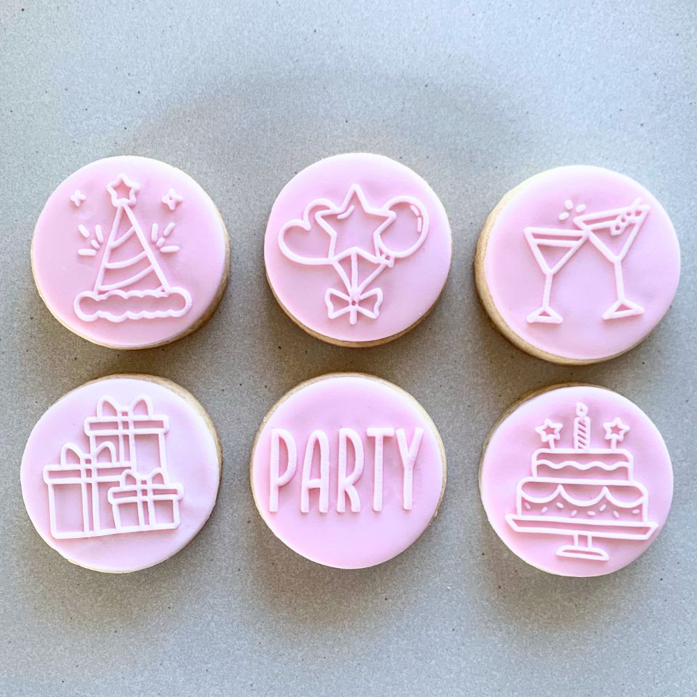 Birthday Party Mini Cookie Stamp Fondant Embosser Set