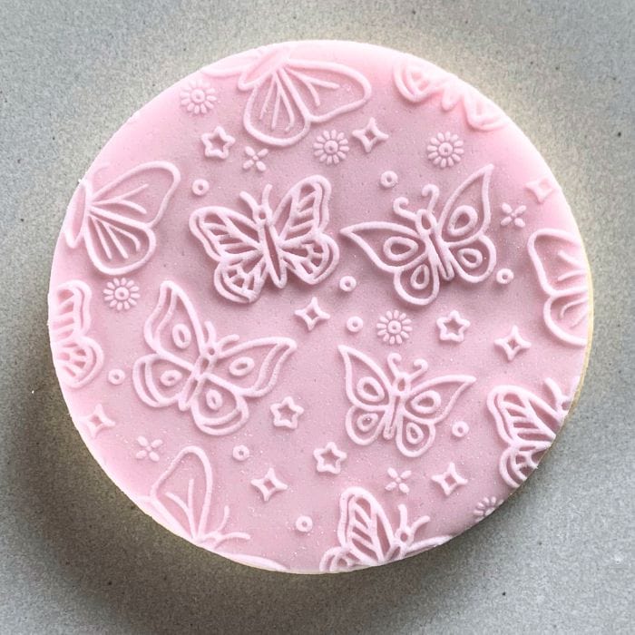 Close-up of Butterfly Magic pattern on a cookie