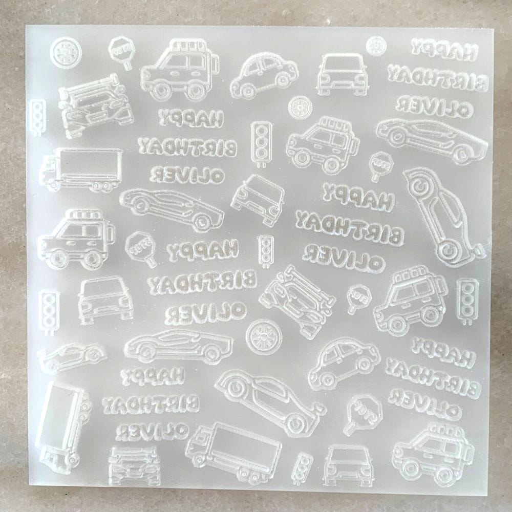 Personalised Car Birthday Background Debosser Fondant Stamp