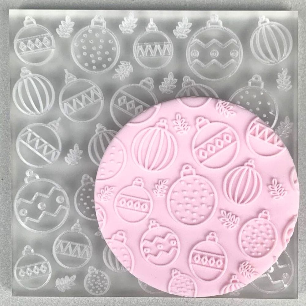 Acrylic fondant debosser with Christmas Bauble design