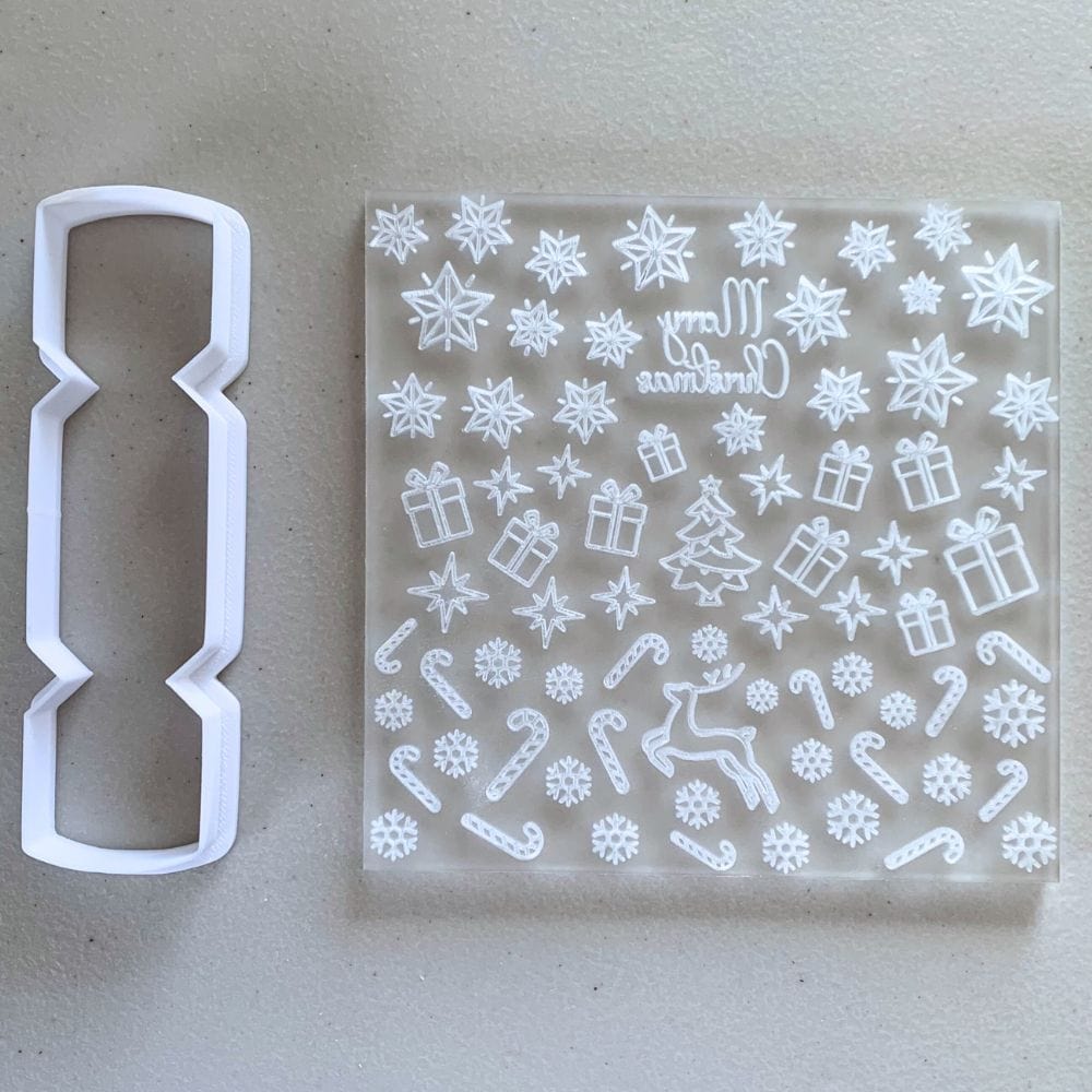 Christmas Bonbon Cracker Fondant Stamp Embosser & Cookie Cutter