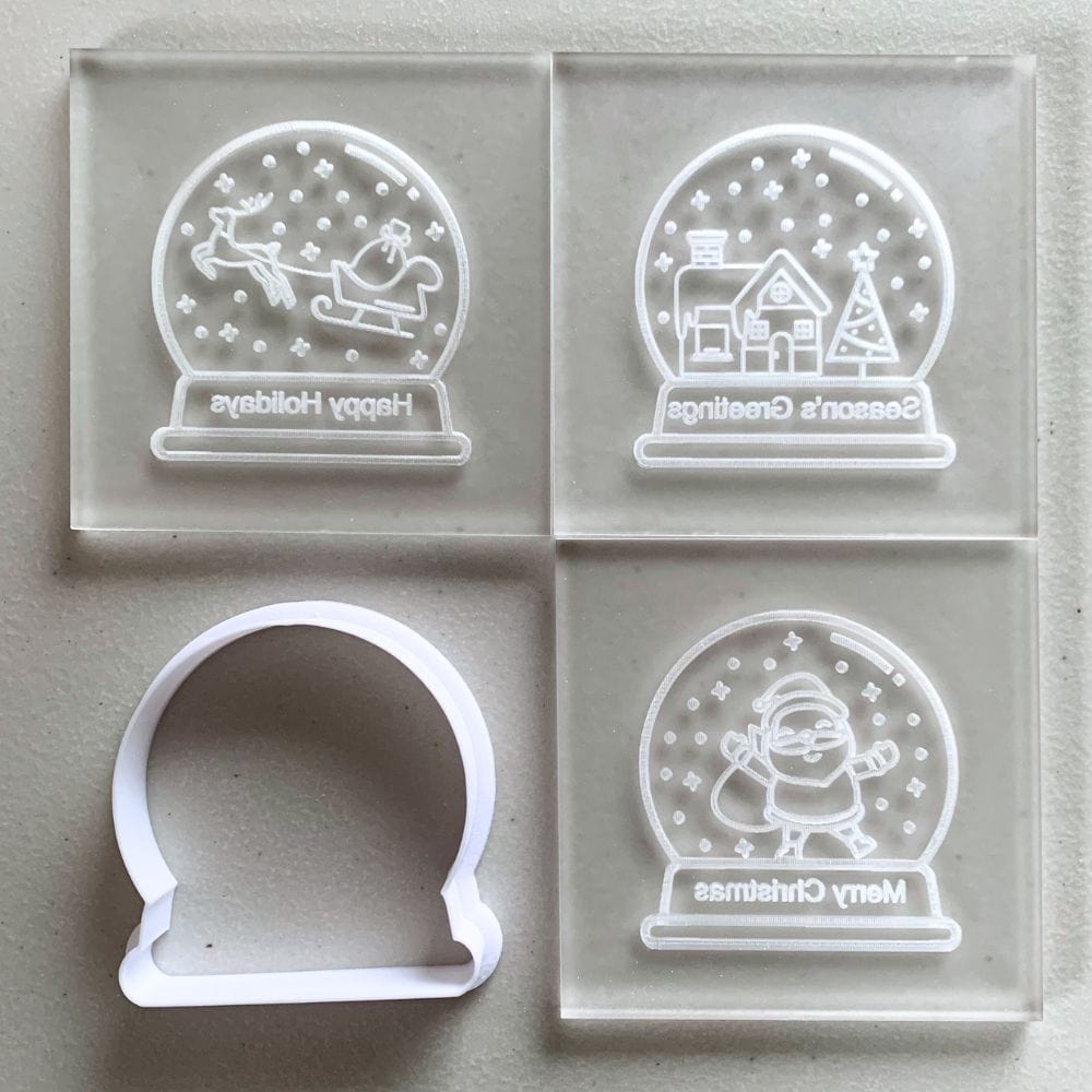 Christmas Snow Globe Fondant Embosser & Cookie Cutter Set