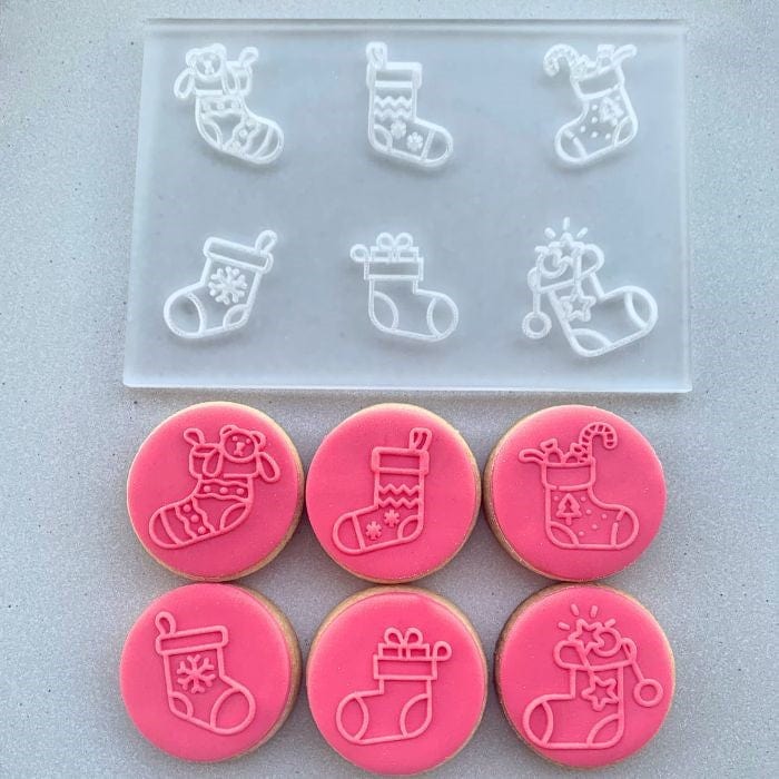 Christmas Stocking Mini Cookie Stamp Fondant Embosser Set