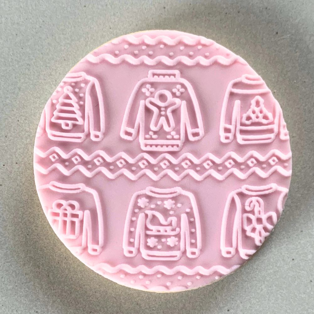 Christmas Sweater Cookie Stamp Fondant Embosser Background