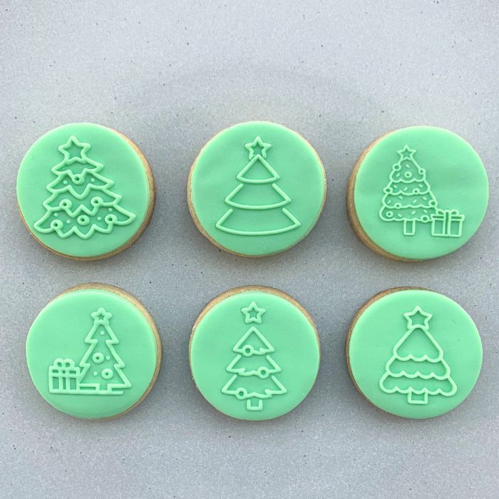 Christmas Tree Mini Cookie Stamp Fondant Embosser Set Set