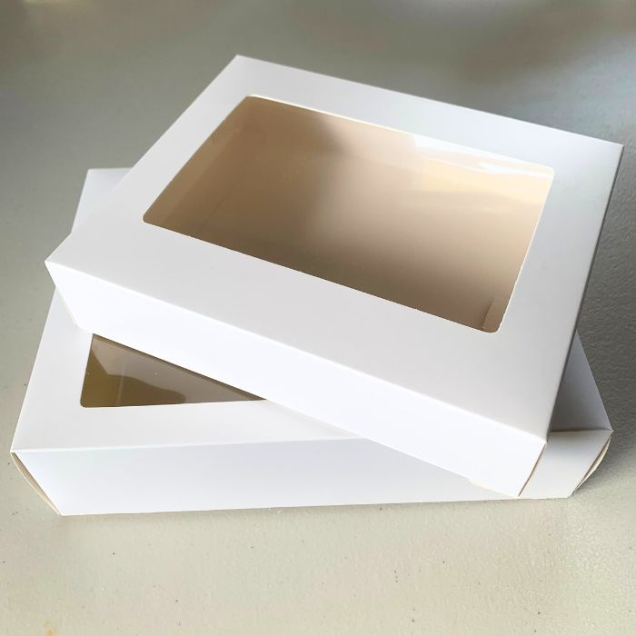3x Cookie Boxes Packaging White With Clear Window