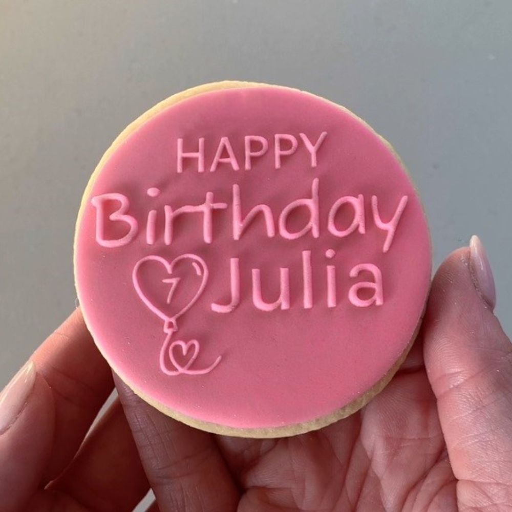 Personalised Balloon Birthday Raised Fondant Debosser Cookie Stamp