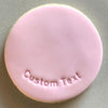 Bottom curve custom text stamp creating personalized cookies