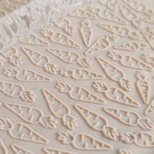 Cute Carrot Easter Embossed Rolling Pin Engraved Cookie Baking Pattern