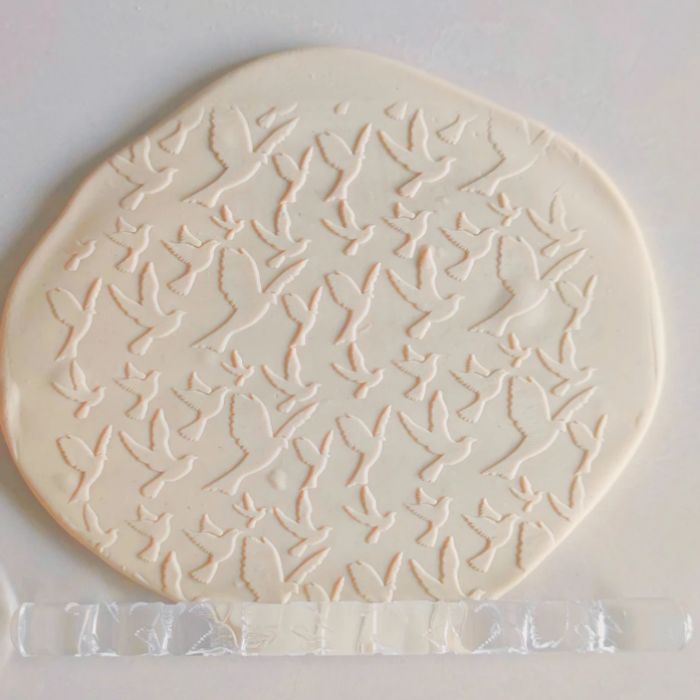 Doves Pattern Embossed Rolling Pin Engraved Cookie Baking