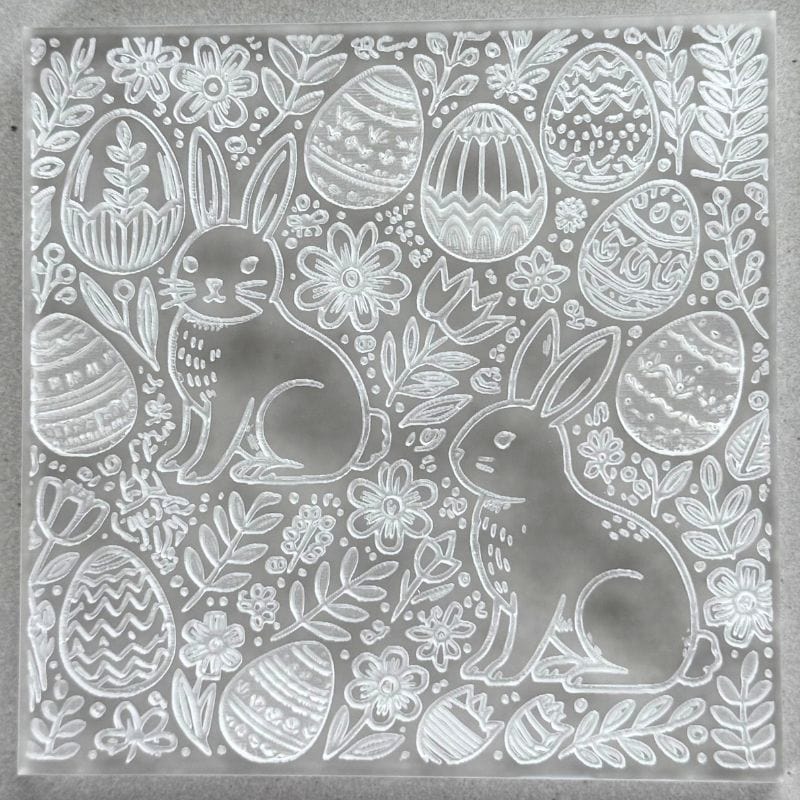 Bunny and floral Easter embossed cookie stamp