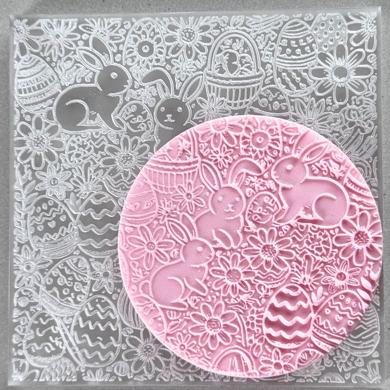 Bunny and Easter eggs embossed cookie stamp