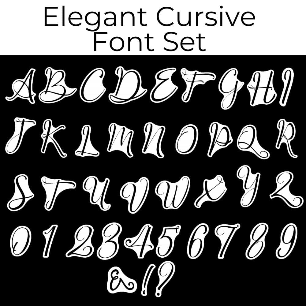 complete set of cursive alphabet cookie stamps, numbers & punctuation