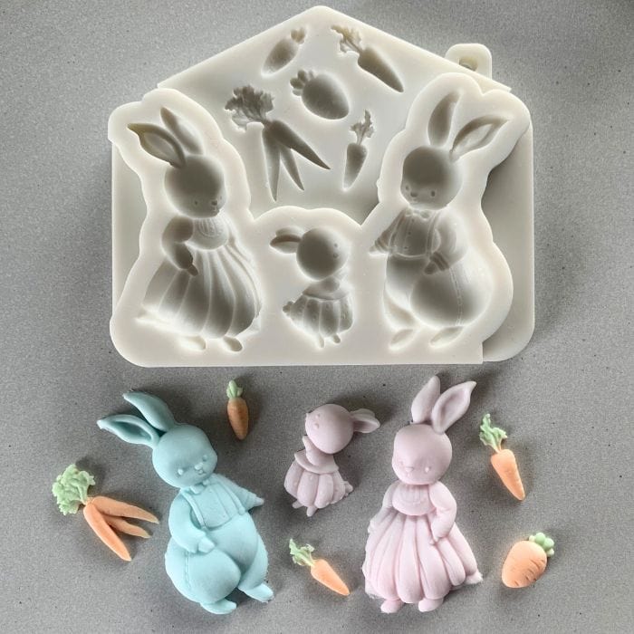 Elegant Easter Rabbit Set Silicone Mould Baking Desserts Fondant