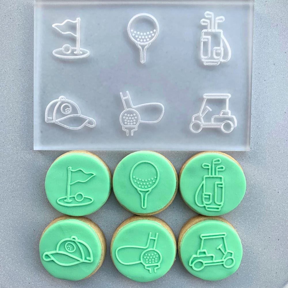 Tee-Time Golf Cookie Stamp Fondant Embosser Mini Set