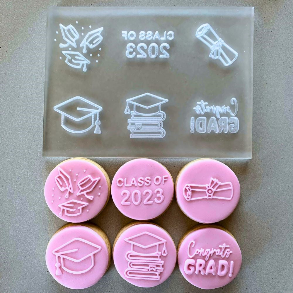Graduation Mini Cookie Stamp Fondant Embosser Set