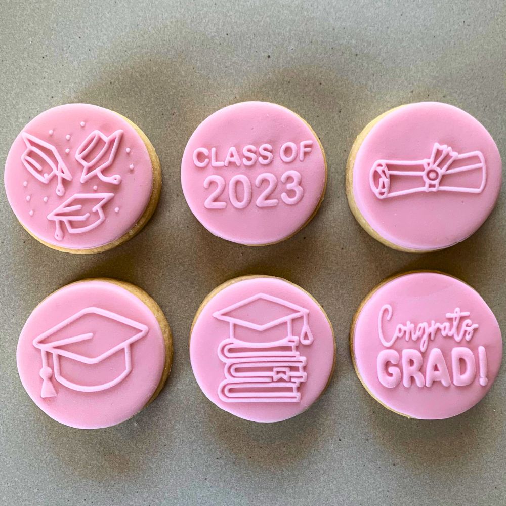 Graduation Mini Cookie Stamp Fondant Embosser Set