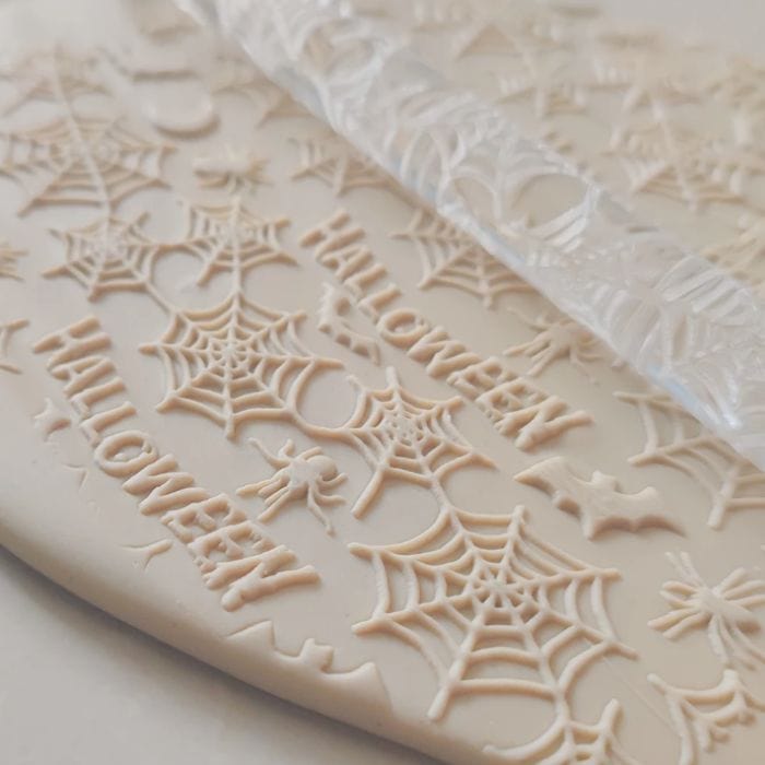 Halloween Spider Web Embossed Rolling Pin Engraved Cookie Baking