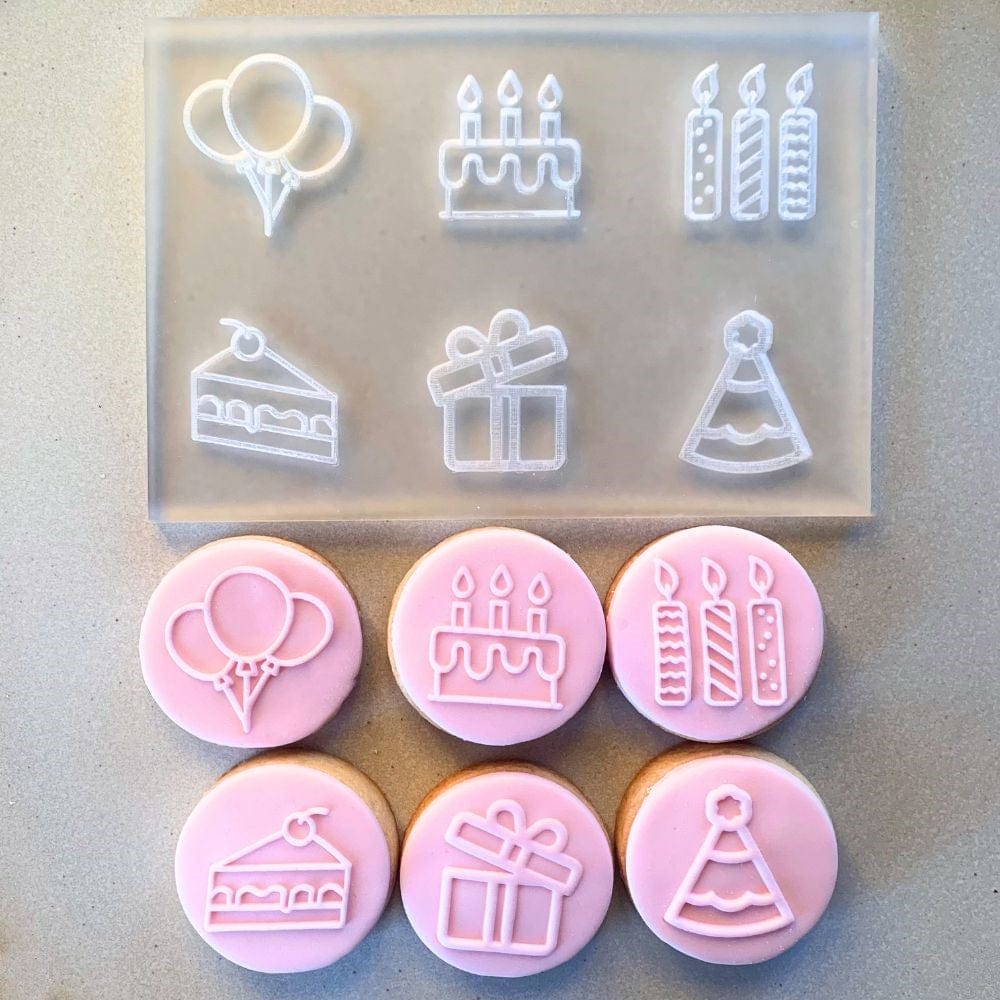 Happy Birthday Mini Cookie Stamp Fondant Embosser Set