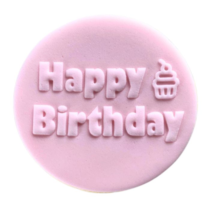 Happy Birthday Cupcake Cookie Stamp Fondant Embosser