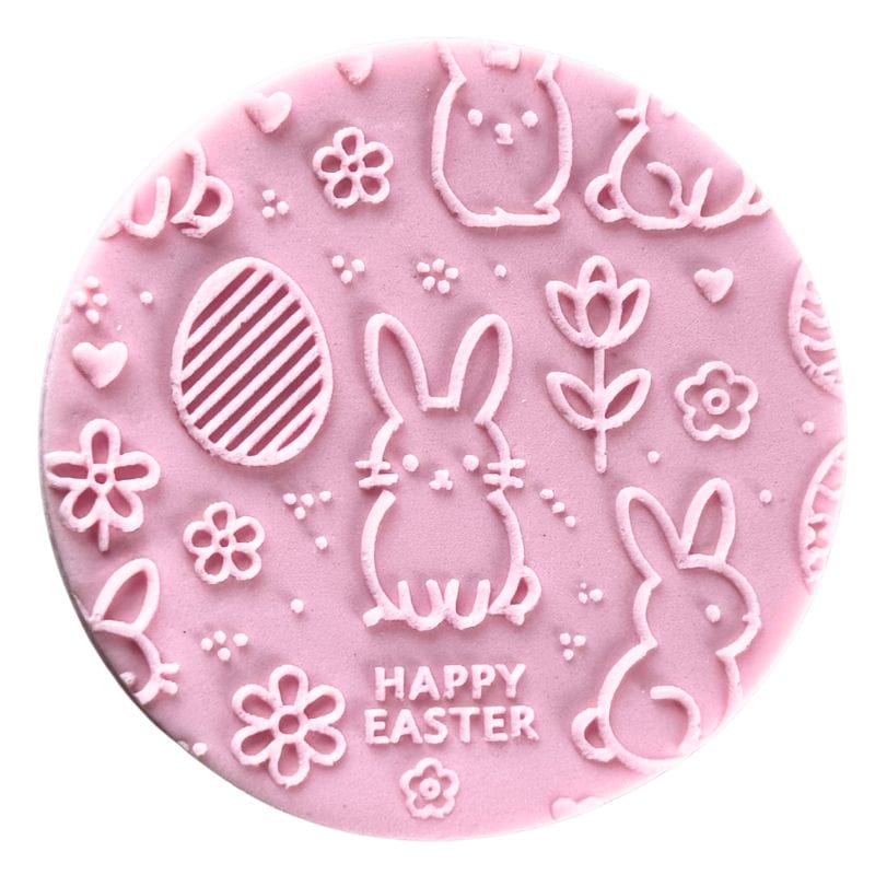 Easter bunny and eggs embossed cookie stamp