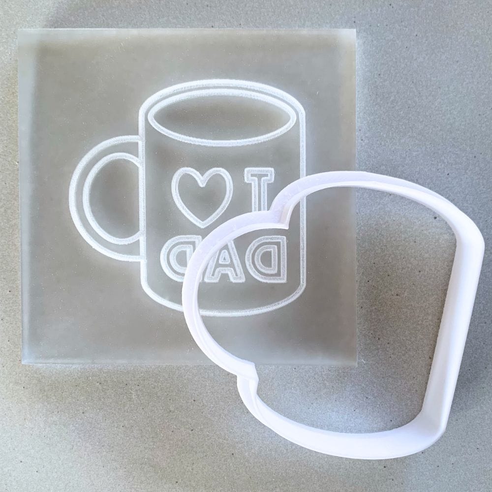 I Love Dad Mug Debosser Cookie Cutter Father's Day