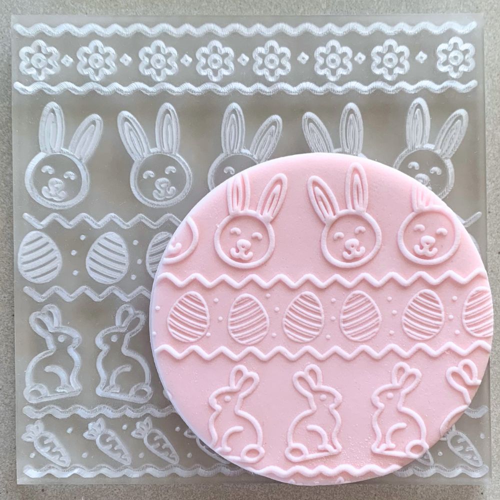 Joyful Bunny Easter Cookie Stamp Fondant Embosser