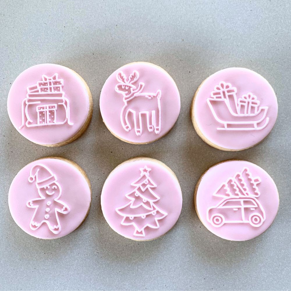 Joyful Christmas Mini Cookie Stamp Fondant Embosser Set