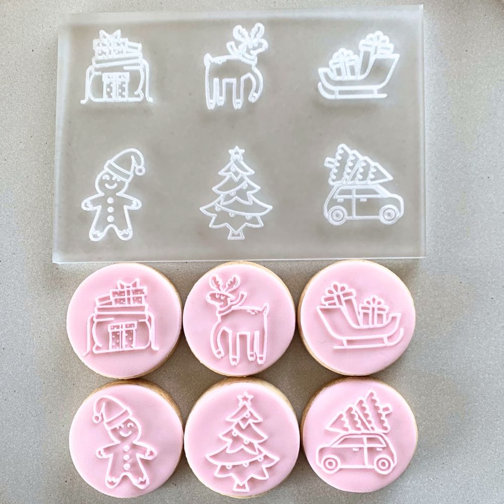 Joyful Christmas Mini Cookie Stamp Fondant Embosser Set