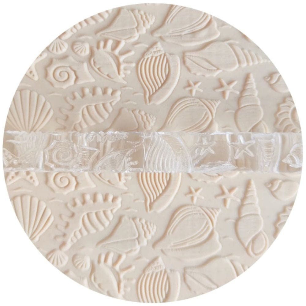 Beach Shells Large Embossed Rolling Pin Engraved Cake Pie Baking