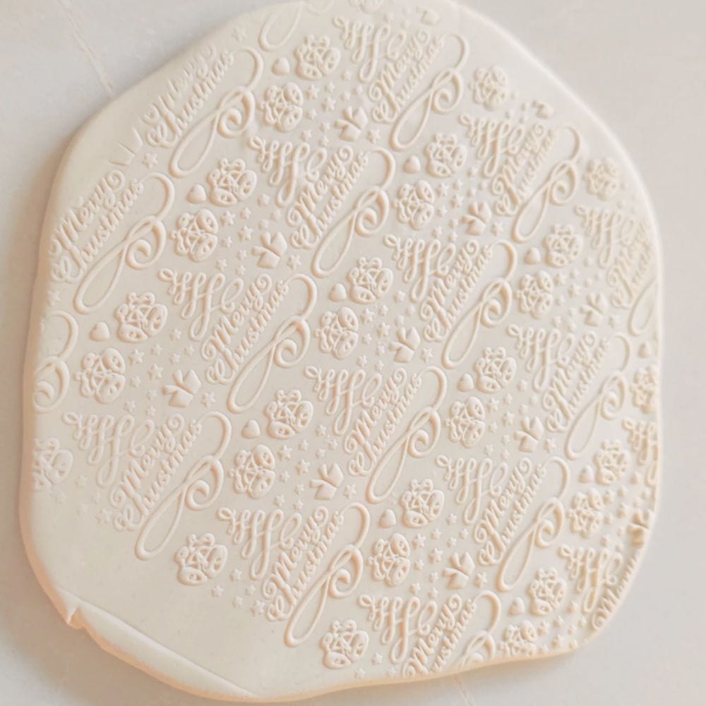 Merry Christmas Embossed Rolling Pin Engraved Cookie Baking Decorative