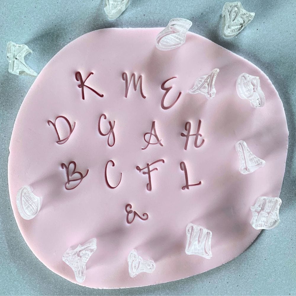 Mini Elegant Cursive Capital Letter Cookie Stamps | Pixie Patio