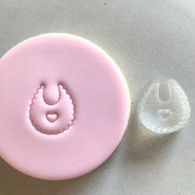 mini baby bib cookie stamp with fondant decoration