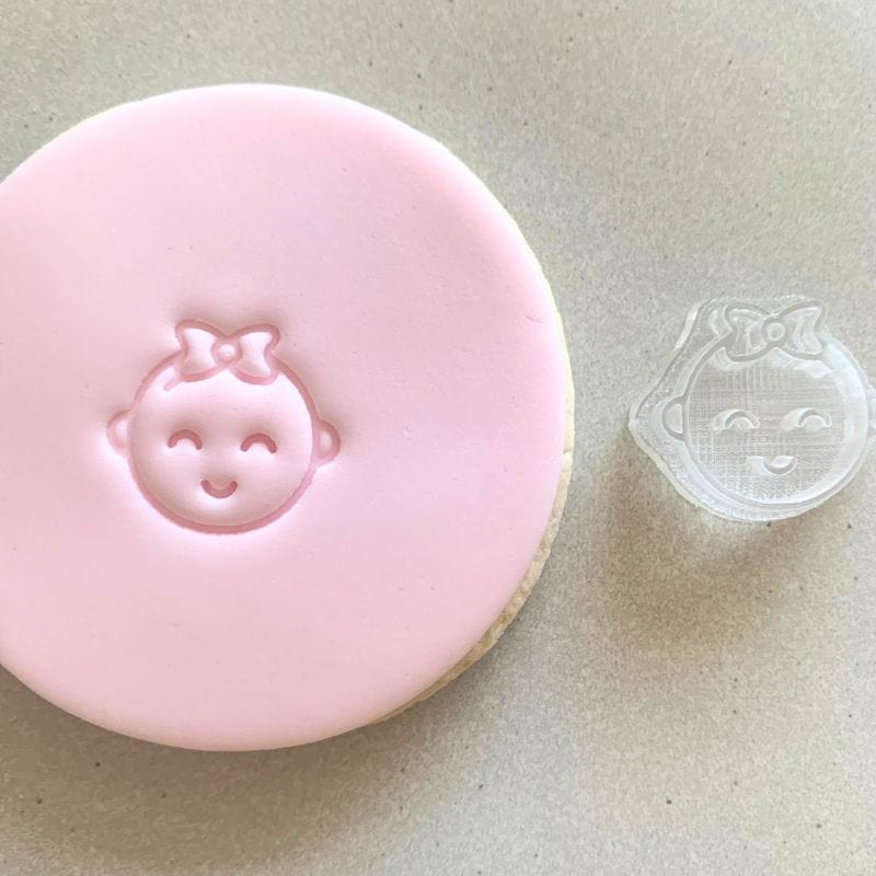 Mini cookie stamp creating baby girl fondant decoration