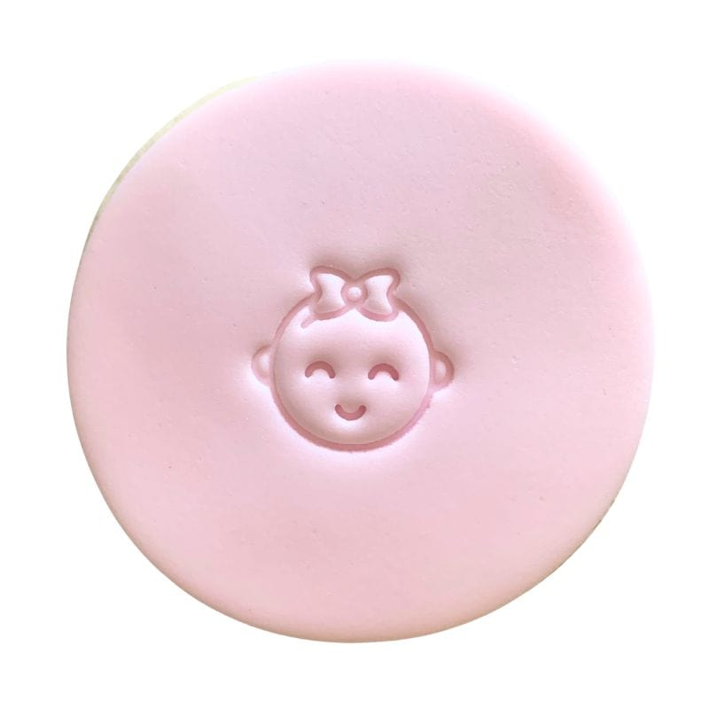 Fondant cookie with baby shower girl design