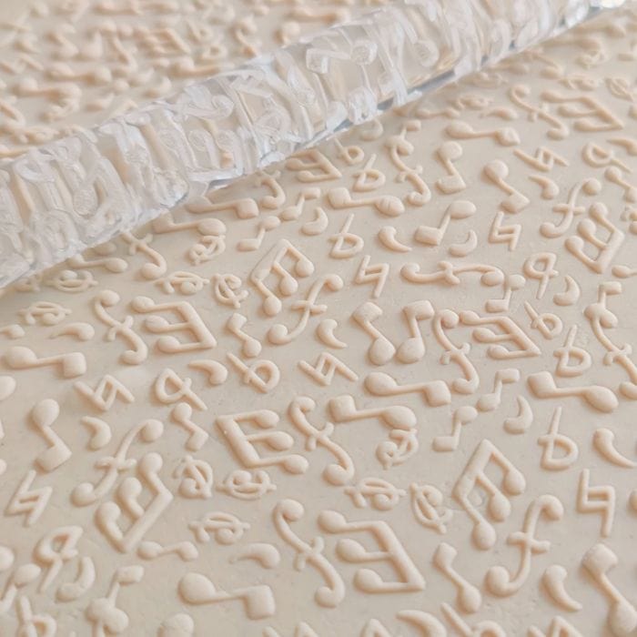 Music Notes Embossed Rolling Pin Engraved Cookie Baking