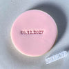 Custom date cookie stamp creates a beautiful date design on fondant cookie