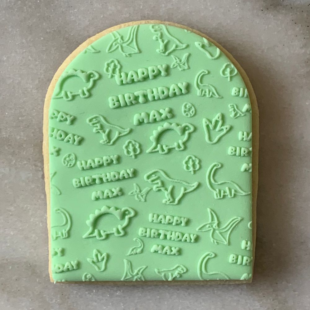 Personalised Dinosaur Birthday Set Acrylic Debosser Cookie Stamp Raised Fondant