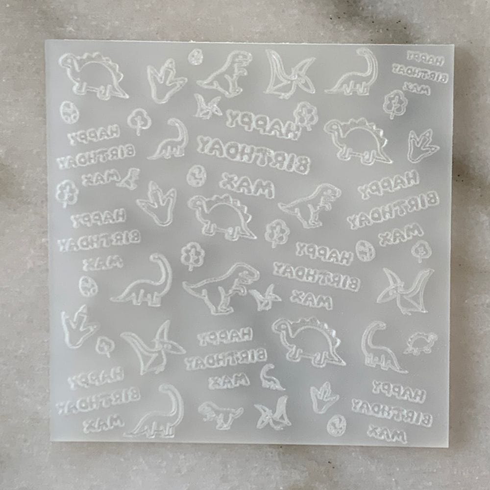 Personalised Dinosaur Birthday Background Debosser Fondant Stamp
