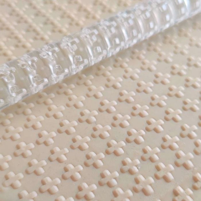 Close-up of Acrylic Embossed Rolling Pin with Cross Design | Ideal for Fondant Details