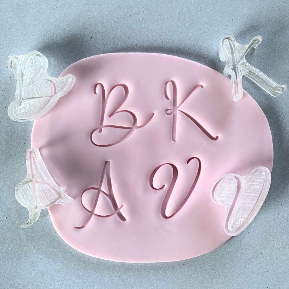 Elegant Cursive Capital Letter Cookie Stamps | Pixie Patio