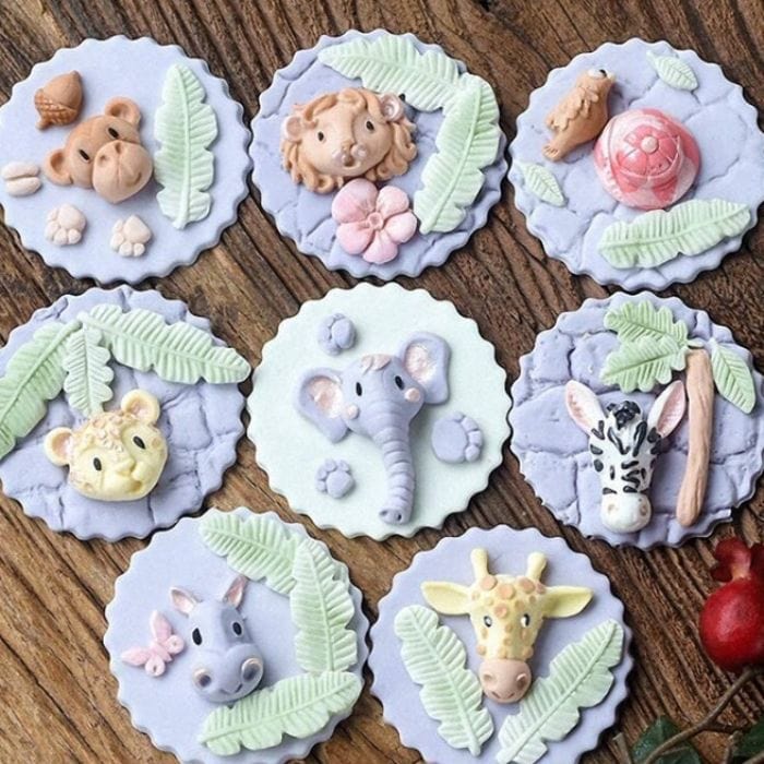 Safari Animals Silicone Mould For Fondant Cakes Cookies Desserts