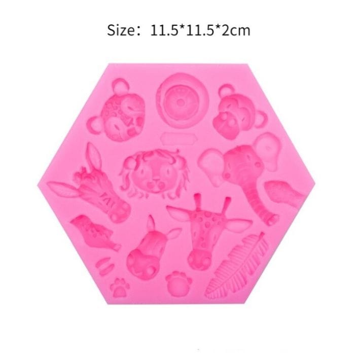 Safari Animals Silicone Mould For Fondant Cakes Cookies Desserts