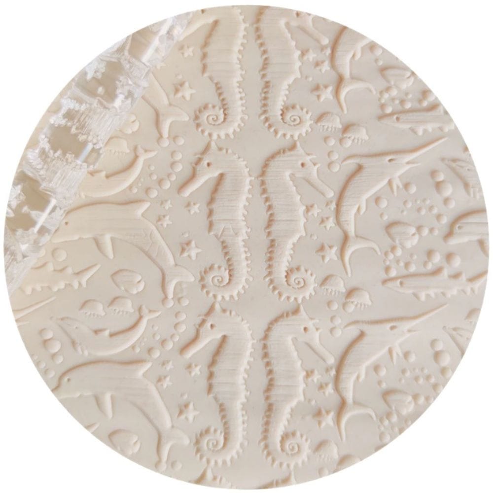 Sea Animals Large Embossed Rolling Pin Engraved Cake Pie Baking