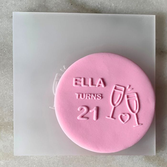 Wine Celebration Personalised Raised Fondant Debosser Cookie Stamp