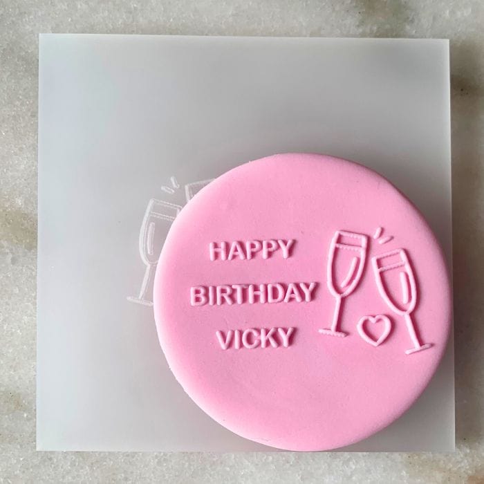 Wine Celebration Personalised Raised Fondant Debosser Cookie Stamp