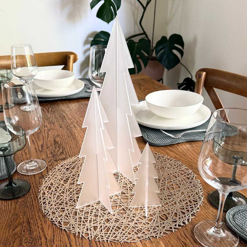 Frosted acrylic Christmas tree decoration with an elegant frosted finish