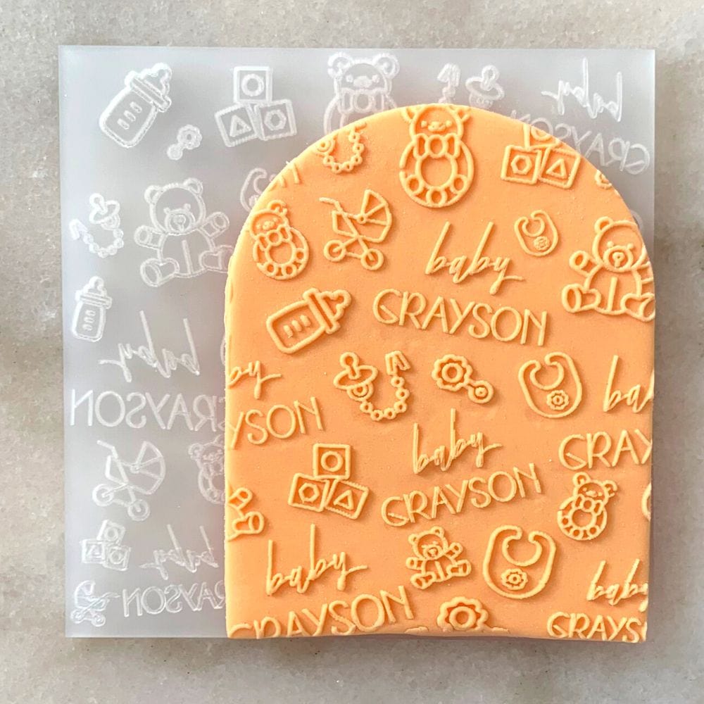 Personalised Baby Shower Background Debosser Fondant Stamp
